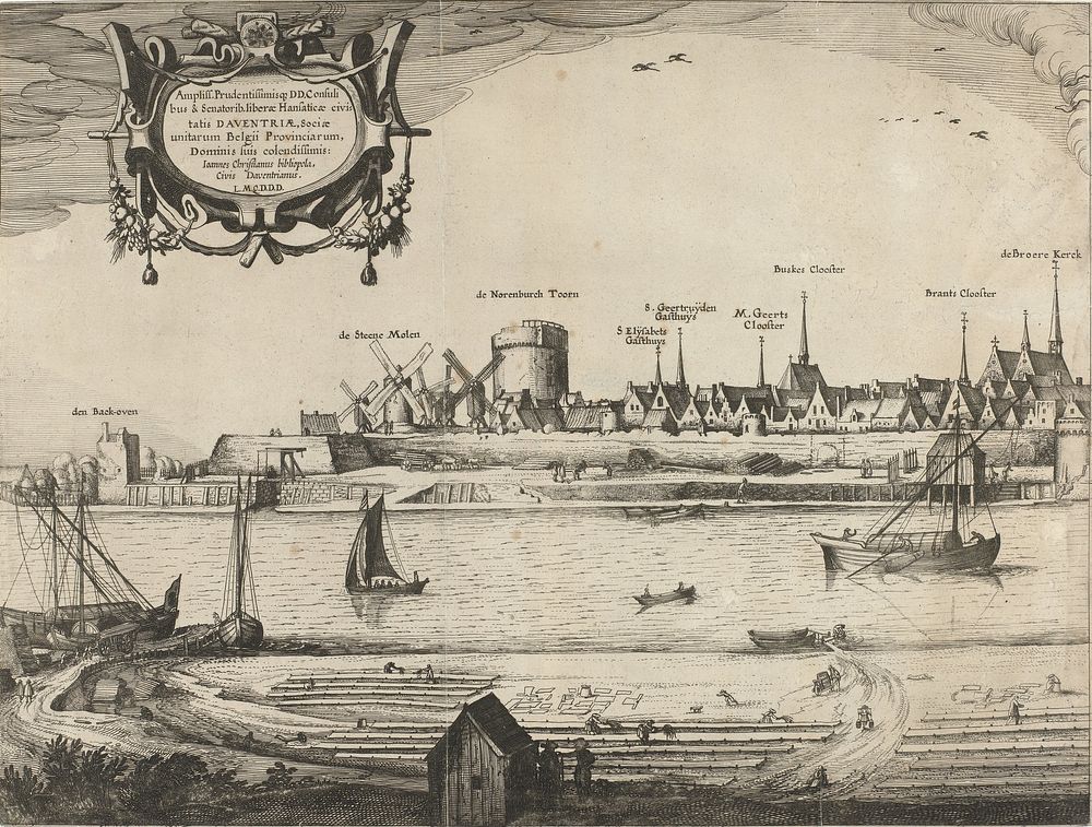 Profiel van Deventer (plaat I) (1615) by Claes Jansz Visscher II, Monogrammist DMD and Claes Jansz Visscher II