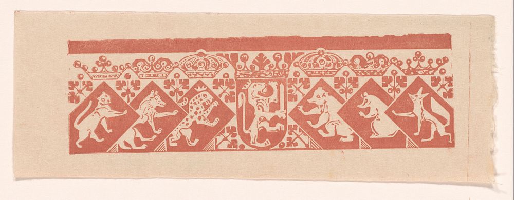 Ornamentele rand met wapenschilden met dieren (c. 1910) by Bernard Willem Wierink