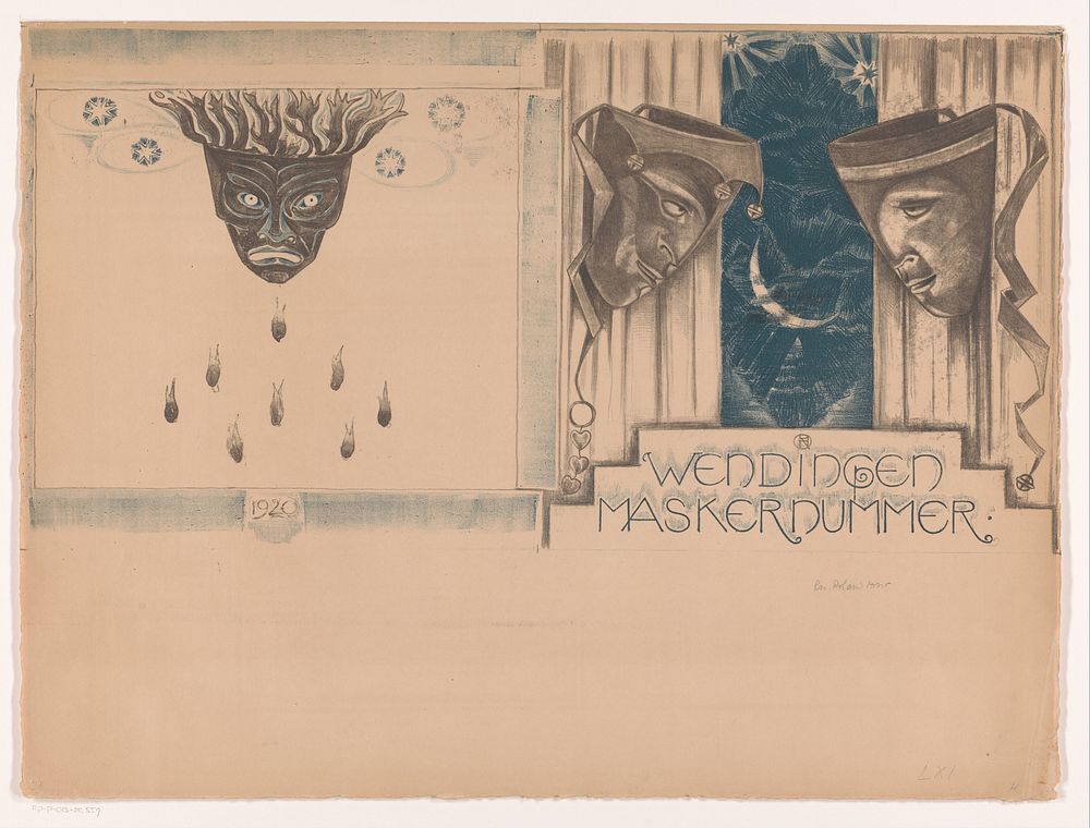Omslagontwerp voor: Wendingen, Maskernummer, 1920 (1920) by Richard Nicolaüs Roland Holst