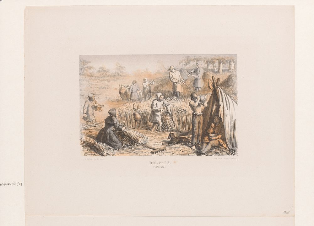 Oogsten op het land, 13e eeuw (1857 - 1864) by David van der Kellen 1827 1895 and Emrik and Binger