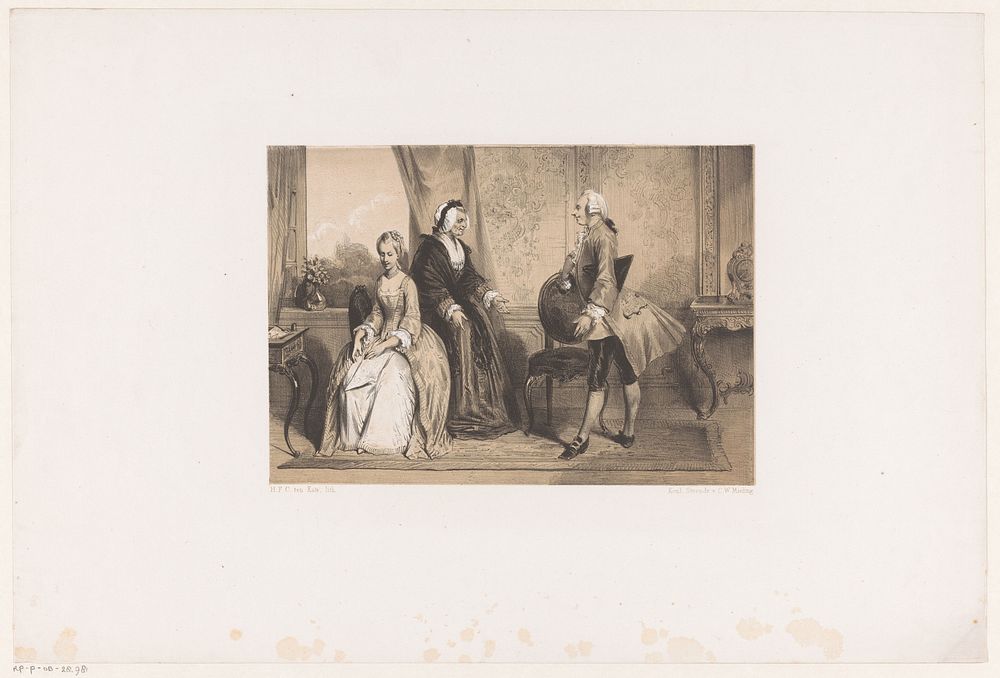 Drie figuren in een 18de-eeuws interieur (1847 - c. 1863) by Herman Frederik Carel ten Kate and Koninklijke Nederlandse…