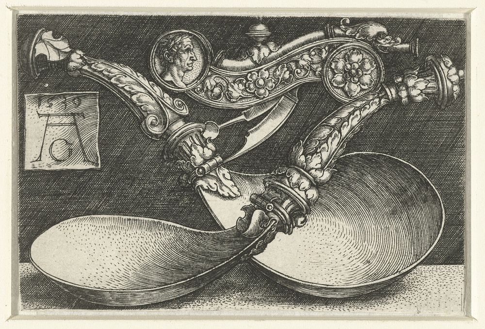 Ontwerp voor twee lepels en een fluitje (1539) by Heinrich Aldegrever and Heinrich Aldegrever