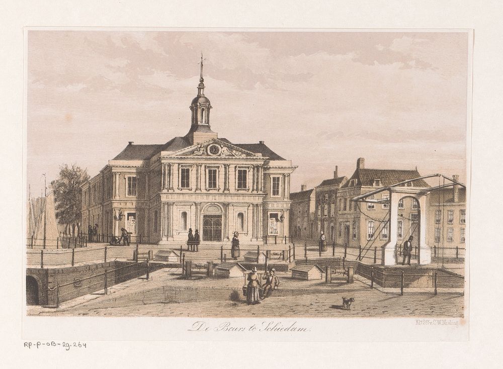 Beursgebouw in Schiedam (1863) by anonymous and Koninklijke Nederlandse Steendrukkerij van C W Mieling