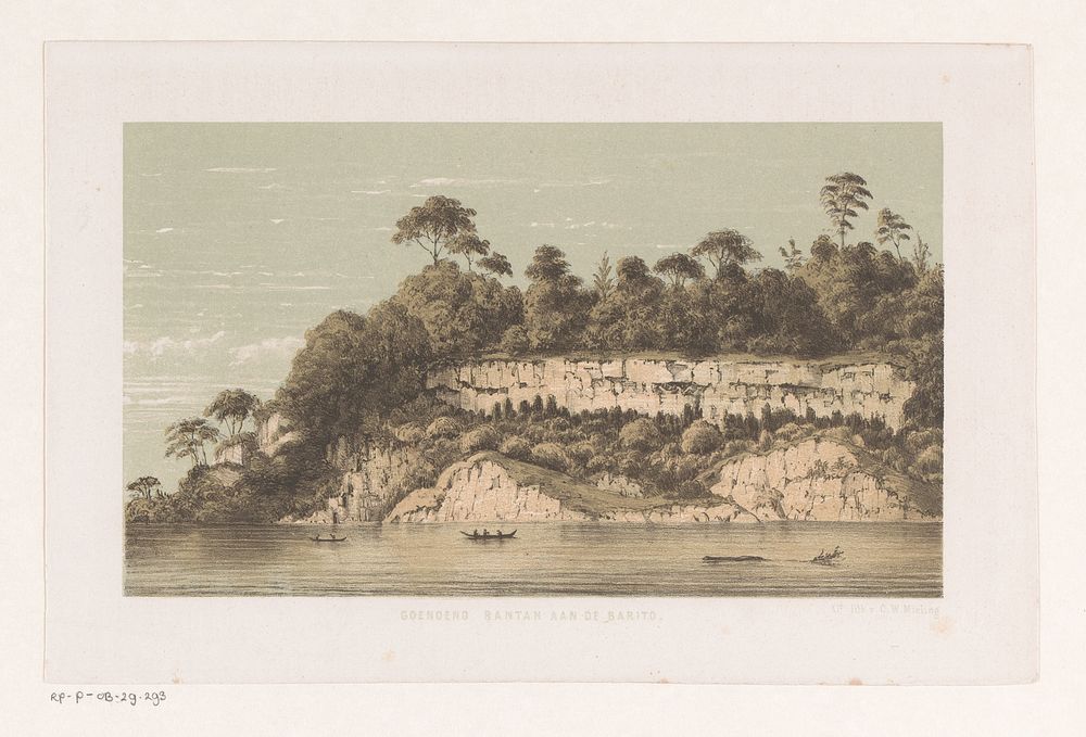 Dorp en heuvel Goenong Rantau (1853 - c. 1854) by anonymous and Koninklijke Nederlandse Steendrukkerij van C W Mieling