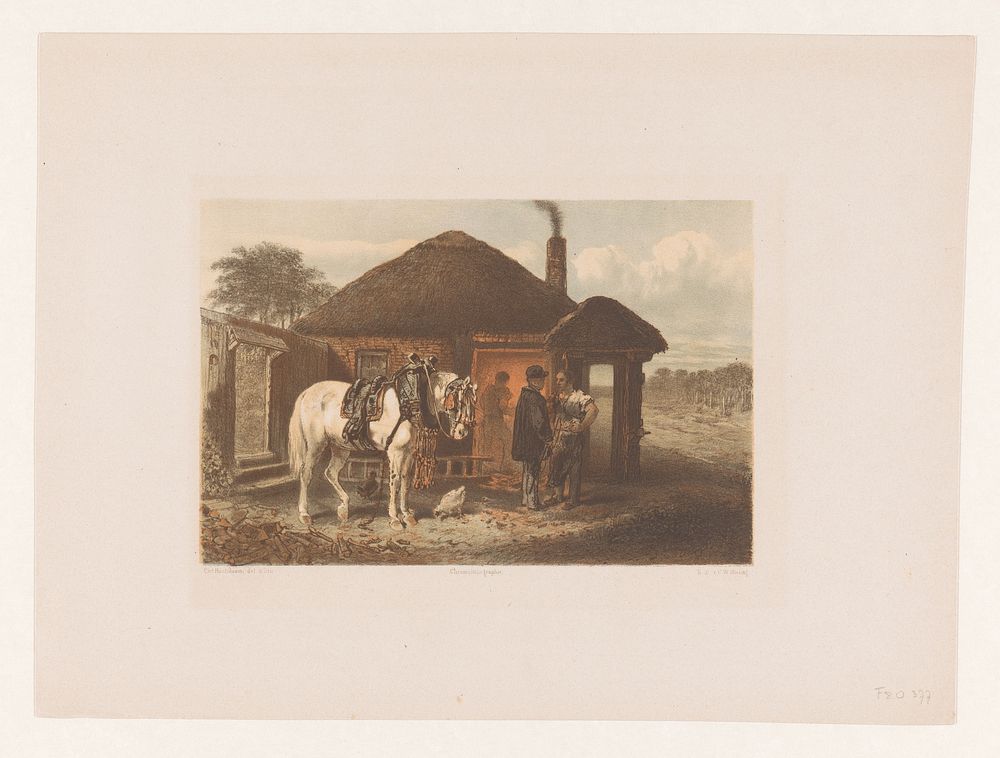 Hoefsmid in gesprek met man (1847 - 1865) by Charles Rochussen, Charles Rochussen and Koninklijke Nederlandse Steendrukkerij…