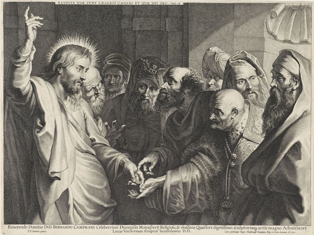 Christus en de cijnspenning (1622) by Lucas Vorsterman I, Peter Paul Rubens, Lucas Vorsterman I, Spaanse kroon, Bernard…