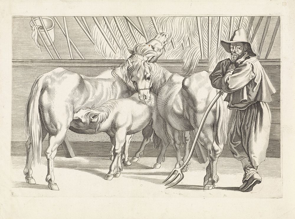 Stal met paarden en stalmeester (1616 - 1657) by Paulus Pontius and Peter Paul Rubens