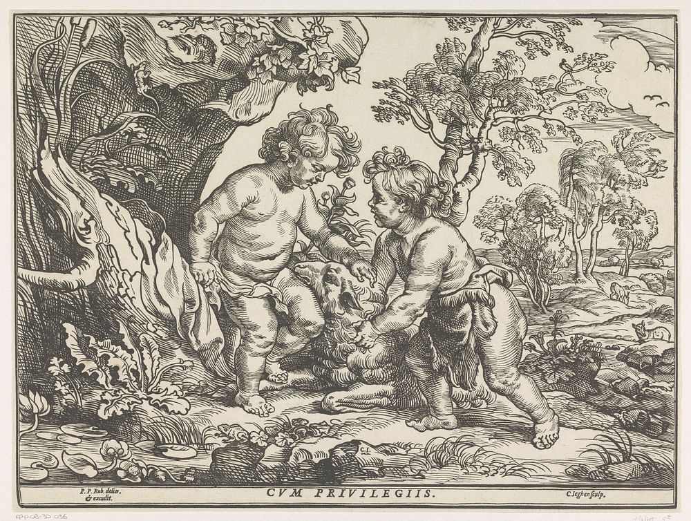 Christuskind en Johannes de Doper spelend met het lam (1587 - 1640) by Christoffel Jegher, Peter Paul Rubens and Peter Paul…