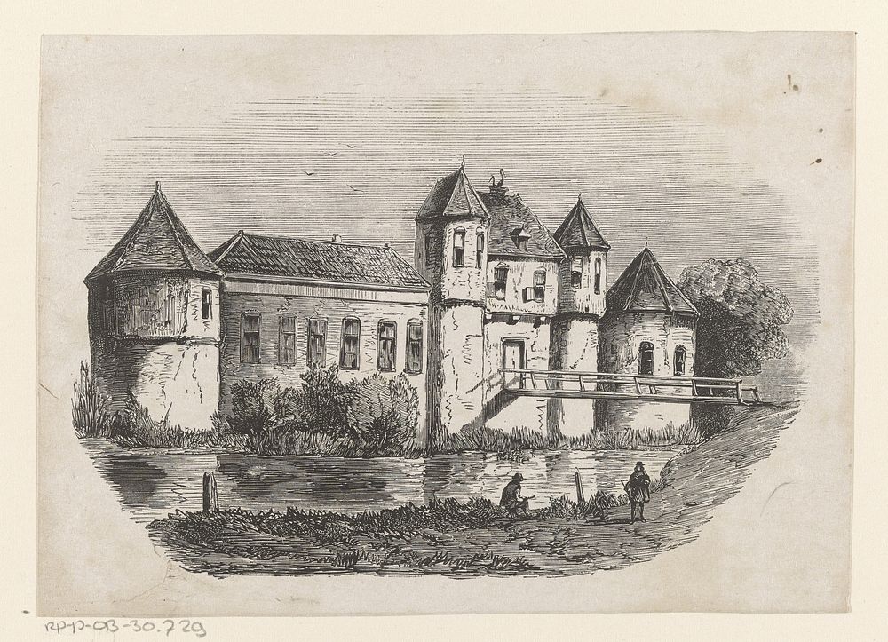 Gezicht op een kasteel aan het water (1836 - 1912) by Isaac Weissenbruch
