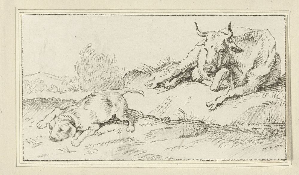 Koe en hond (1740 - 1801) by Jacobus Buys and Paulus Potter