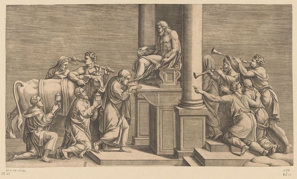 Offer van een stier aan Jupiter (c. 1557 - c. 1612) by Diana Mantuana and Giulio Romano