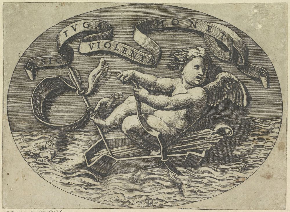 Amor ontsnapt over zee (1498 - 1532) by Marco Dente