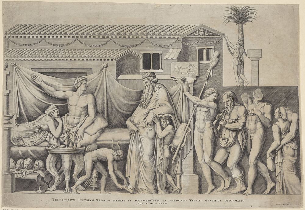 Marmeren reliëf met Bacchus (1549) by anonymous and Antonio Lafreri