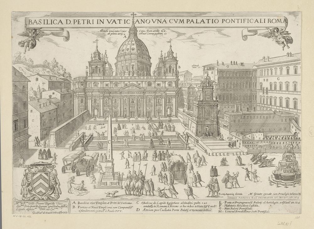 Gezicht op de Sint-Pietersbasiliek en het Apostolisch Paleis te Vaticaanstad (1619) by Giovanni Maggi, Giovanni Maggi…