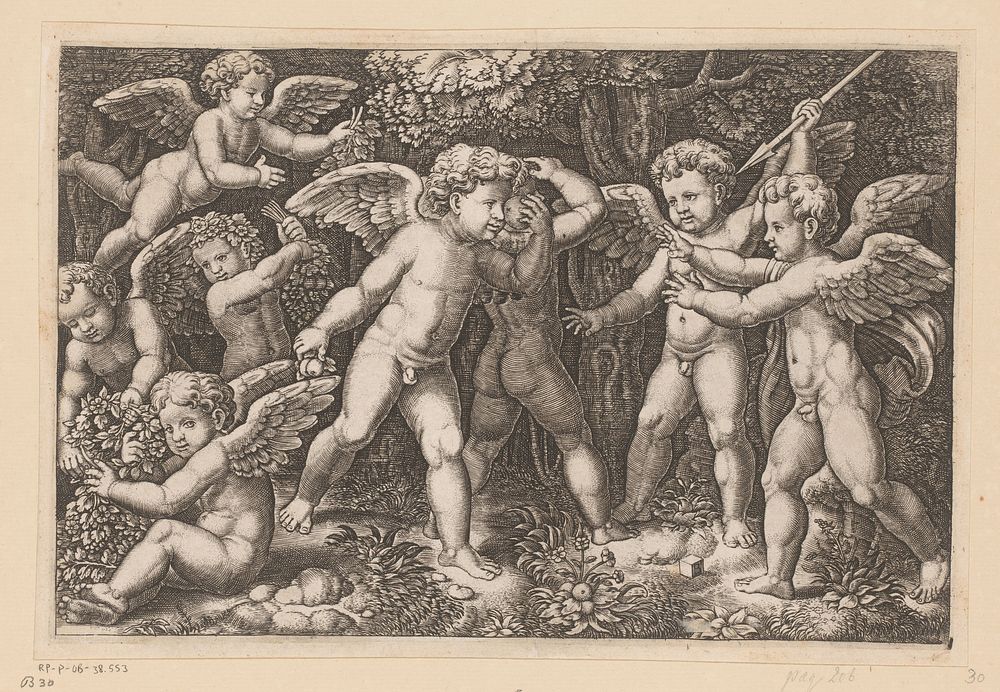 Spelende putti (c. 1530 - c. 1560) by Meester van de Dobbelsteen, Giovanni Martini and Rafaël