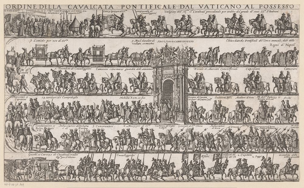 Pauselijke processie met Gregorius XV (linkerdeel) (1621 - 1623) by anonymous