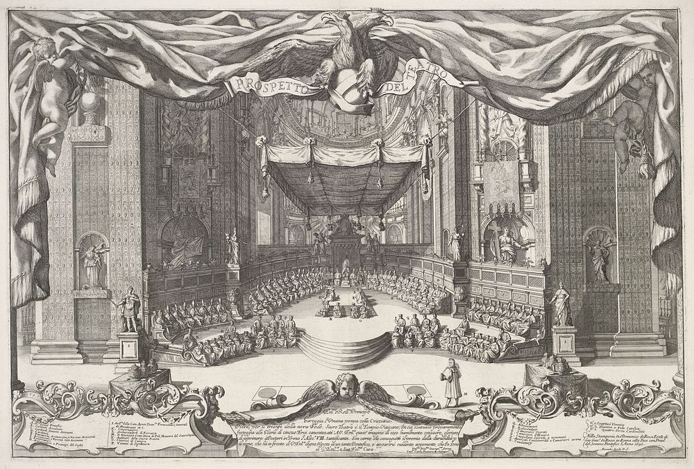 Prelaten in koor van Sint Pieter te Rome (1691) by Alessandro Specchi, Domenico de Rossi, Pauselijk hof and Carlo Fontana