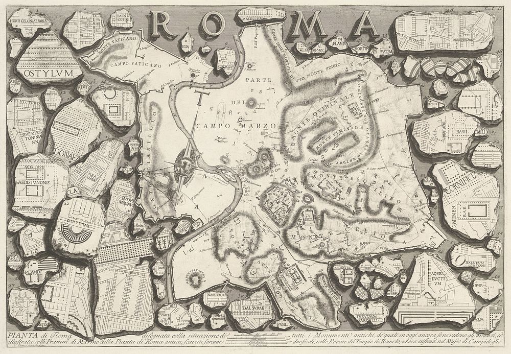 Plattegrond van Rome (c. 1756 - c. 1757) by Giovanni Battista Piranesi and Giovanni Battista Piranesi