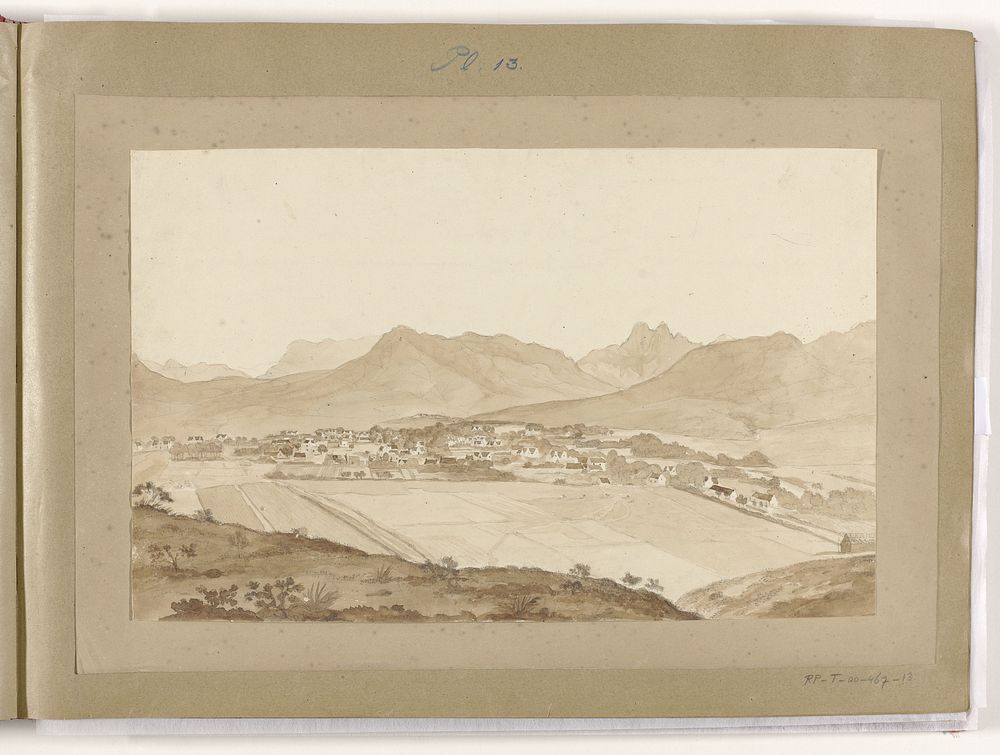 Gezicht op Stellenbosch, Drakenstein en de Simonsbergen (1816) by Adrianus Johannes Bik