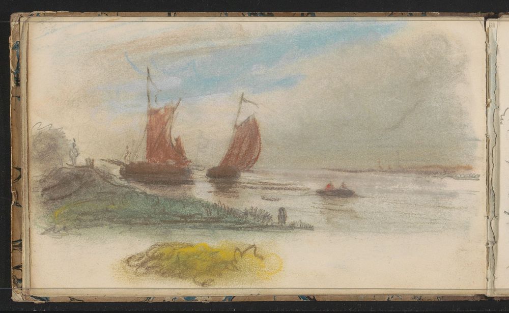 Zeilschepen voor een kust (c. 1803 - c. 1818) by Arnoldus Johannes Eymer