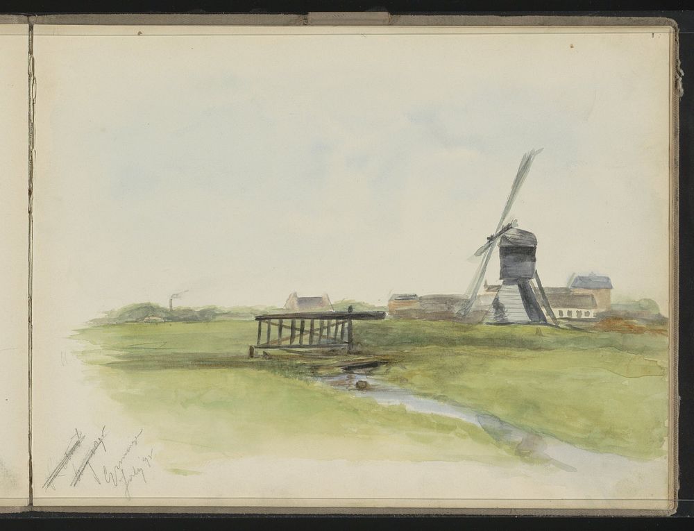 Landschap met molen bij Groningen (1895) by Chris Huidekooper
