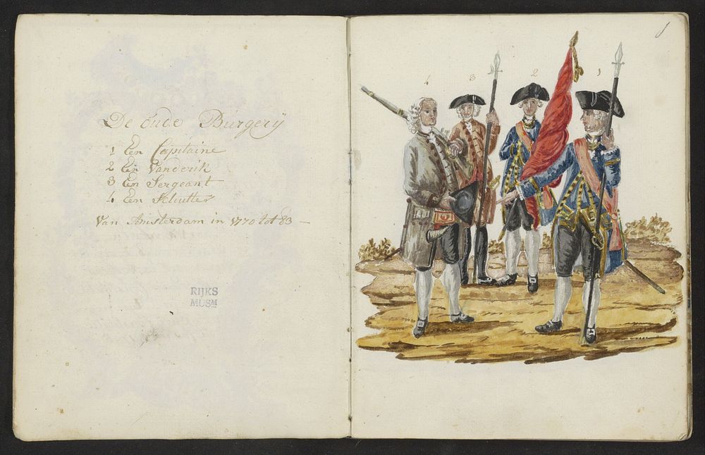 Uniformen van de Amsterdamse schutterij van 1770-1783 (1795) by S G Casten