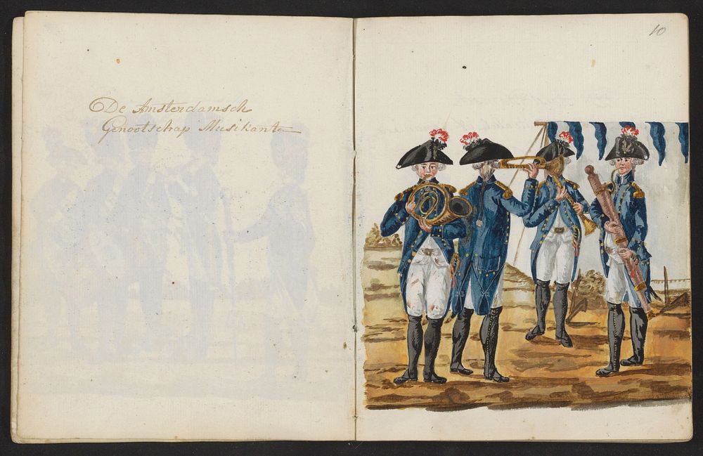Muzikanten van het Amsterdamse exercitiegenootschap in 1783-1787 (1795) by S G Casten