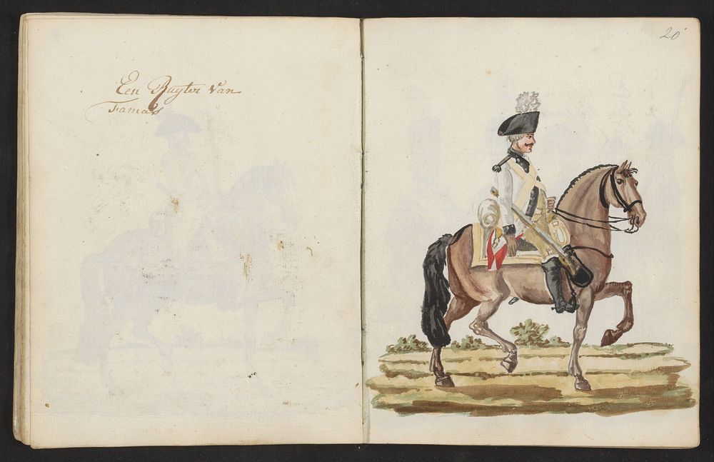 Uniform van een ruiter van Famas (1795) by S G Casten