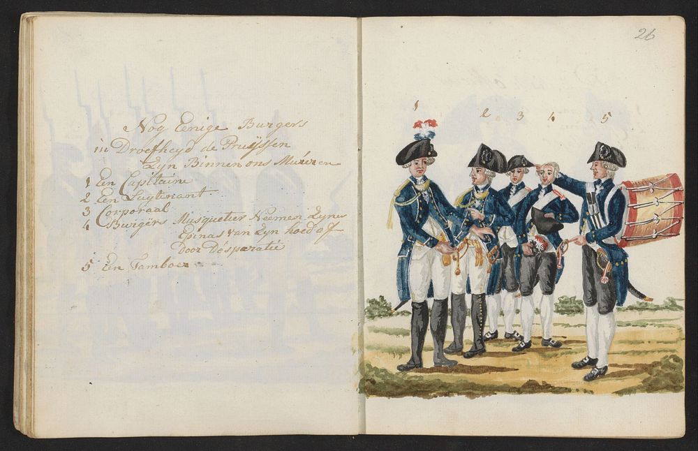 Uniformen van burgers in droefheid door de komst van de Pruisen in 1787 (1795 - 1796) by S G Casten