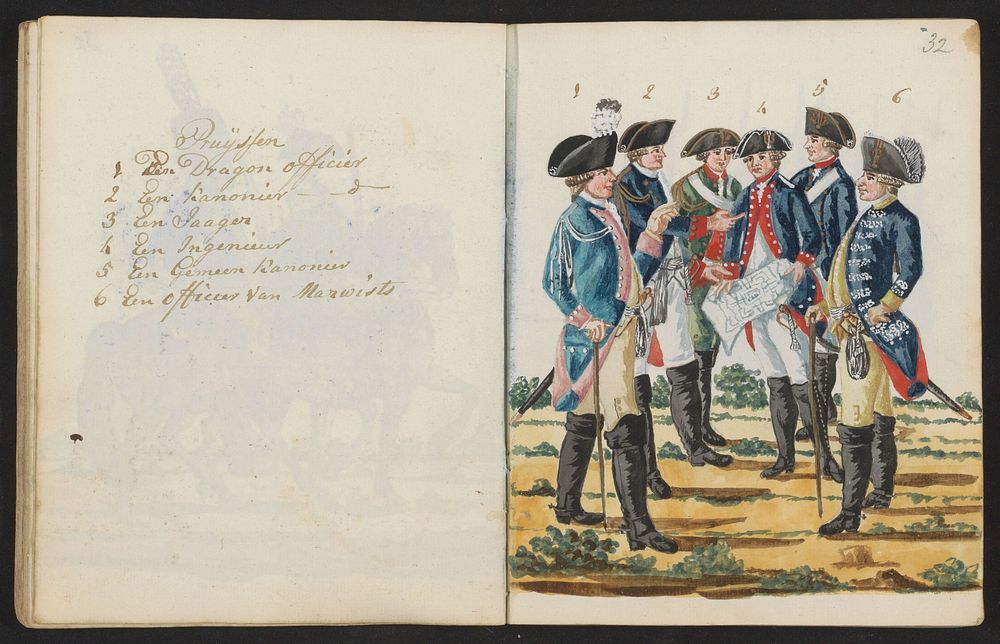 Zes Pruisische militairen (1795 - 1796) by S G Casten
