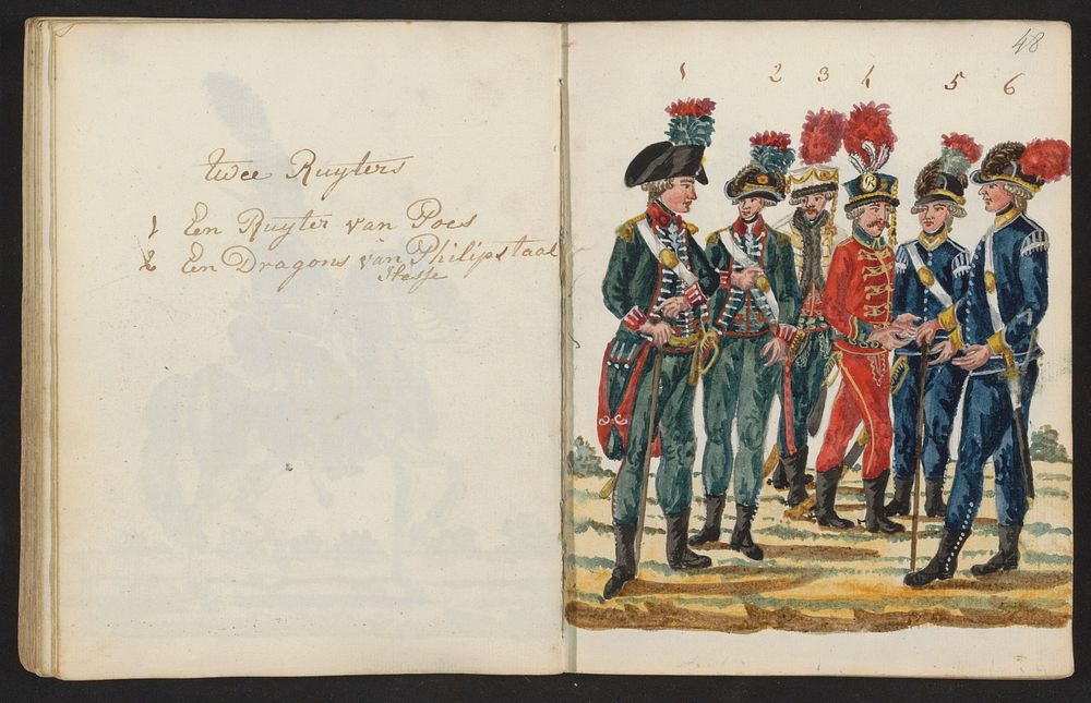 Zes verschillende uniformen (1795 - 1796) by S G Casten
