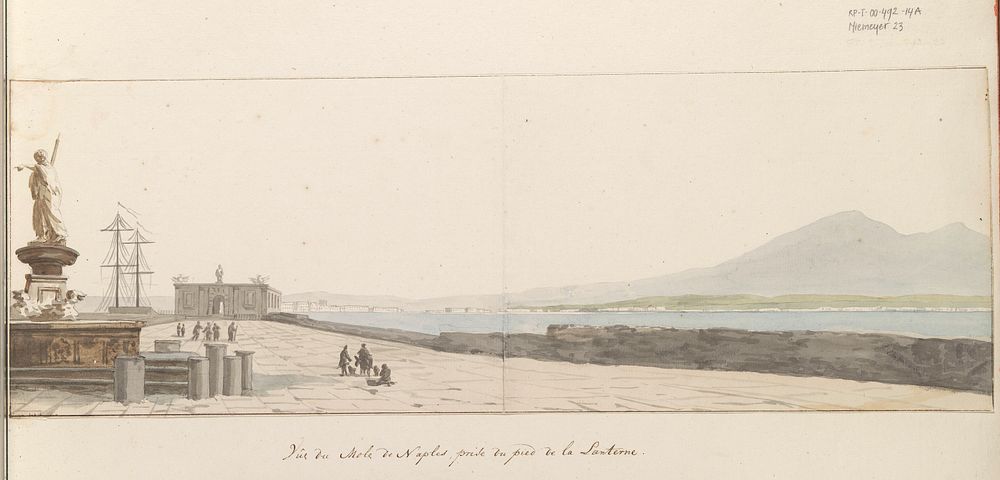 Havenhoofd van Napels, gezien vanaf de voet van de vuurtoren (1778) by Louis Ducros