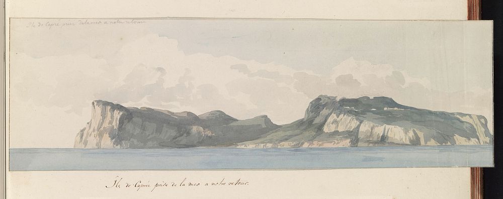 Eiland Capri gezien vanaf zee tijdens de terugreis (1778) by Louis Ducros