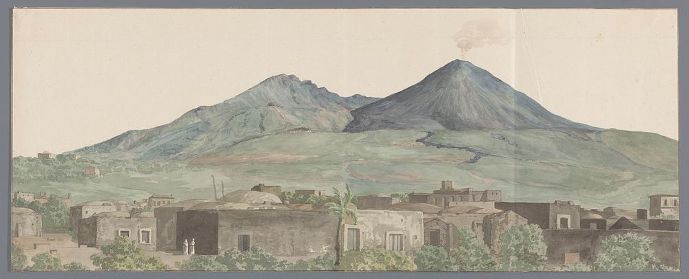 Vesuvius gezien vanaf Portici met lavastromen uit 1777, 1771 en 1731 (1778) by Louis Ducros