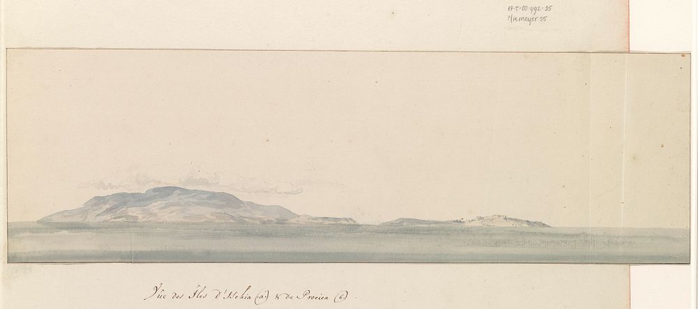 Gezicht op eilanden Ischia en Procida (1778) by Louis Ducros