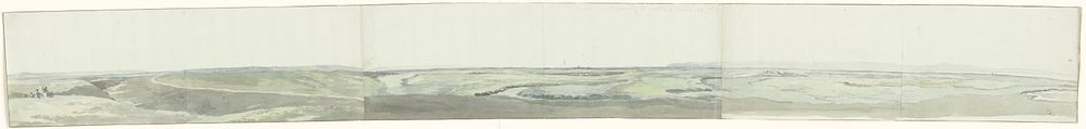 Panorama met vlakte bij Cannes gezien vanaf verhoging in landschap (1778) by Louis Ducros