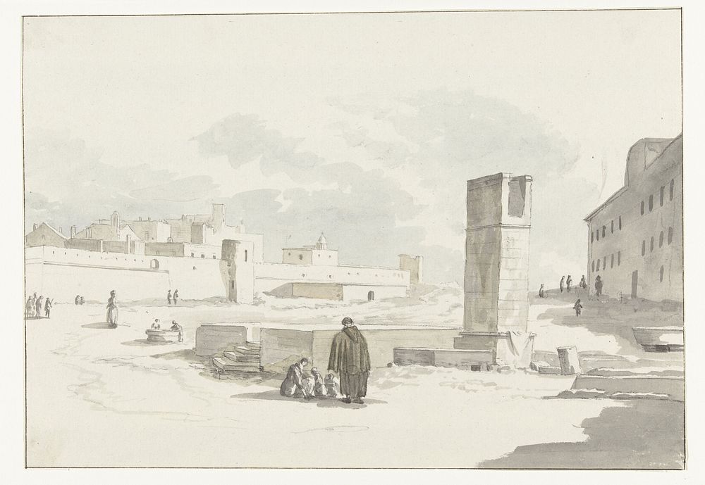 Stadsgezicht in Giovenazzo (1778) by Louis Ducros