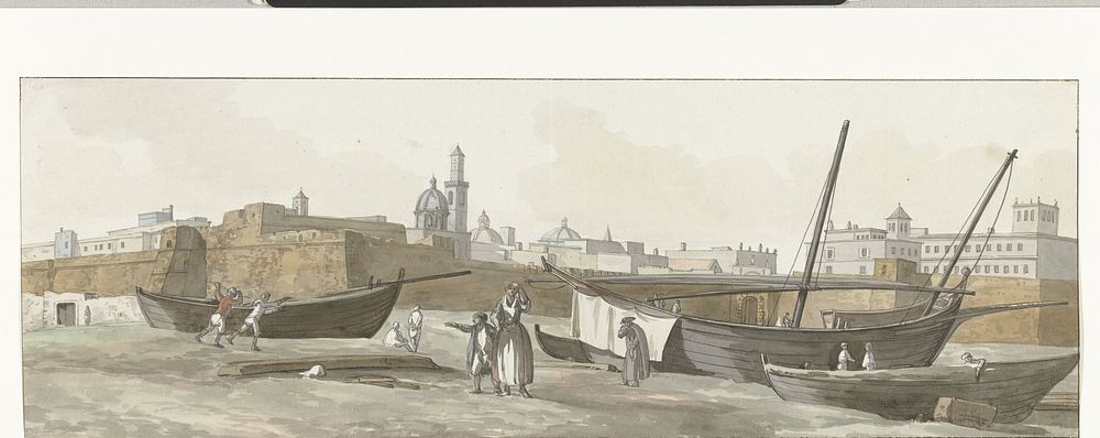 Gezicht op de haven van Bari aan de zuidkant (1778) by Louis Ducros