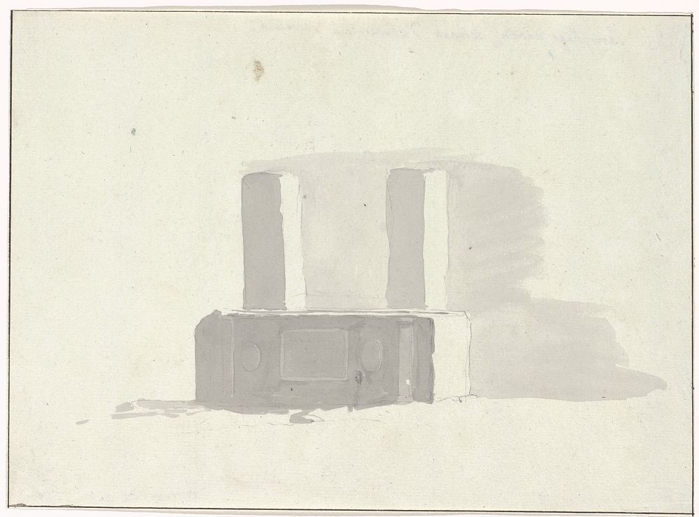 Oude sarcofaag welke dienst doet als drinkbak in Terracina (1778) by Louis Ducros