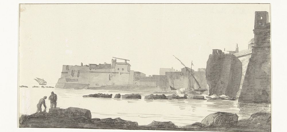 Gezicht op de haven van Monopoli (1778) by Louis Ducros
