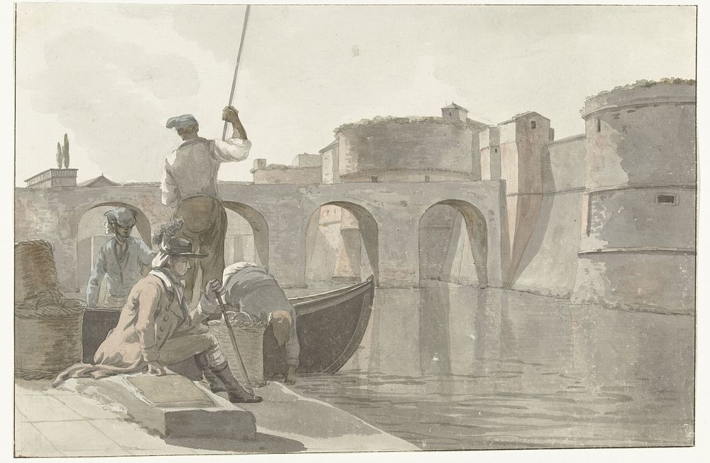 Nieuwe vestingsgracht van de vestingwerken in Tarente (1778) by Louis Ducros