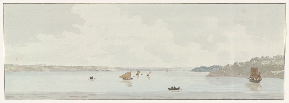 Gezicht op een deel van het Mare Piccolo (1778) by Louis Ducros