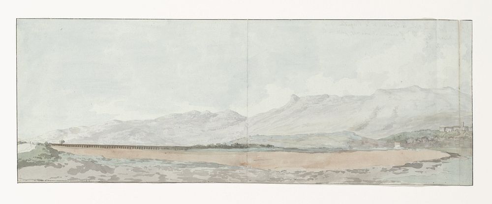 Gezicht op Traëtta en aquaduct bij voormalige Minturnes en rivier Garigliano (1778) by Louis Ducros