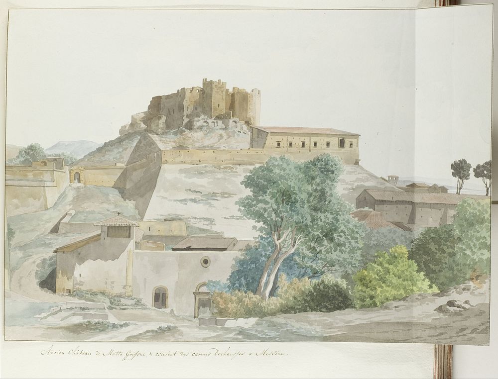 Oude kasteel van Mata en Grifone en het karmelieten klooster, grondvesten van Messina (1778) by Louis Ducros