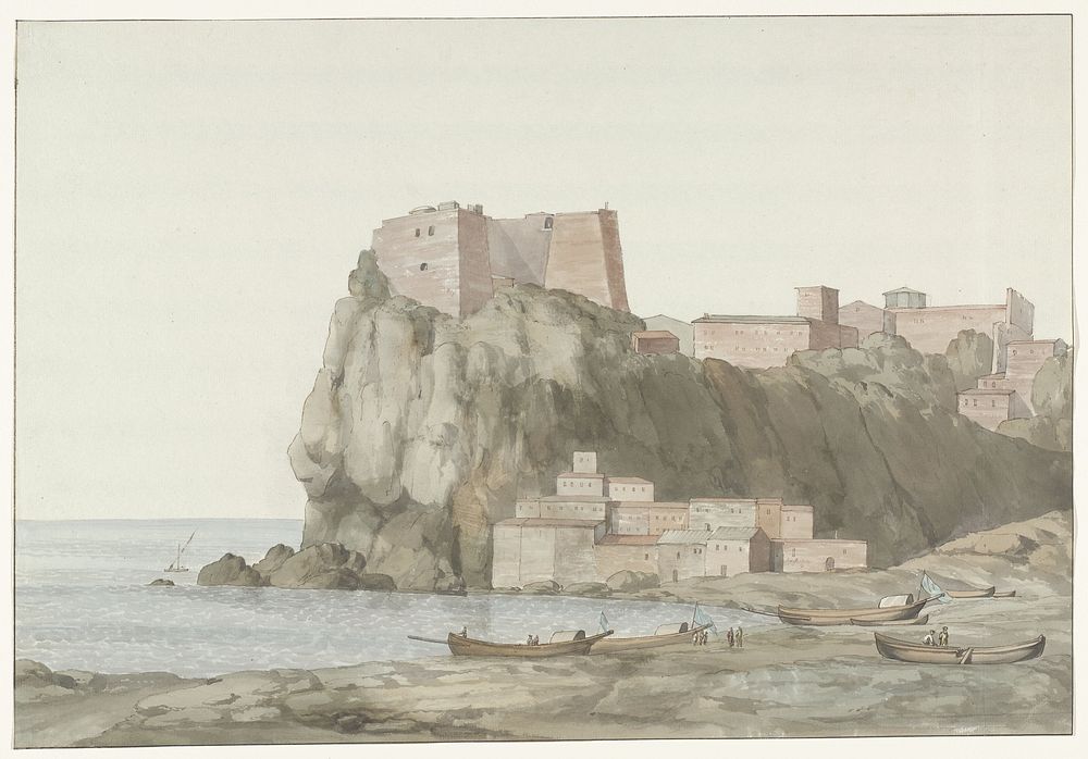 Rots en stad Scilla in de regio Calabrië aan de westkust (1778) by Louis Ducros