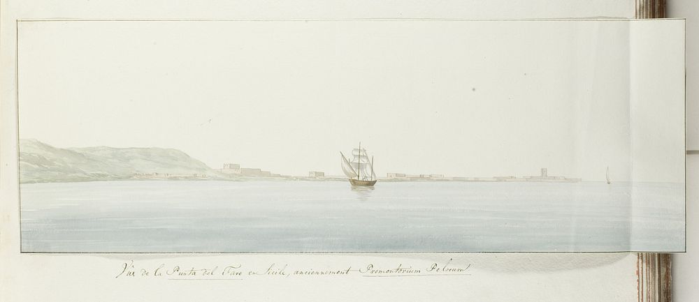 Gezicht op Punta del Faro bij Sicilië, het voormalige Promontorium Pelorum (1778) by Louis Ducros