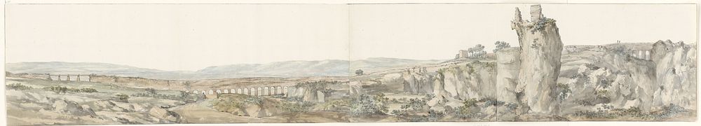 Gedeelte van Latomies grotten bij Syracuse welke vroeger dienden als gevangenis (1778) by Louis Ducros