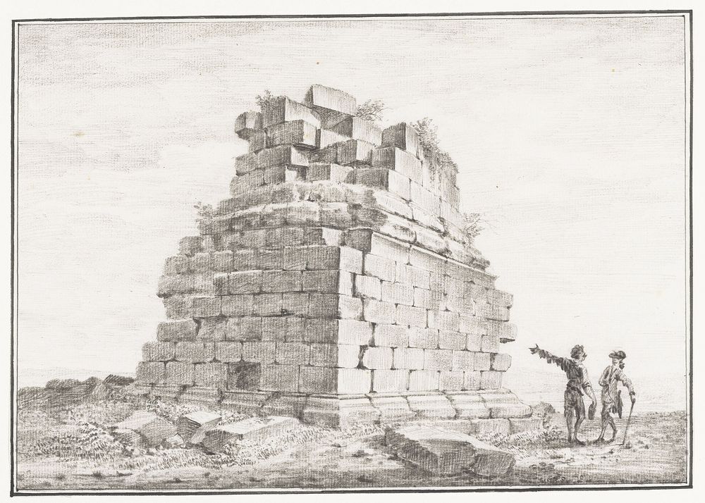 Ruïnes van gedenkteken gelegen op afstand van 6 mijlen van Syracuse (1778) by Louis Mayer