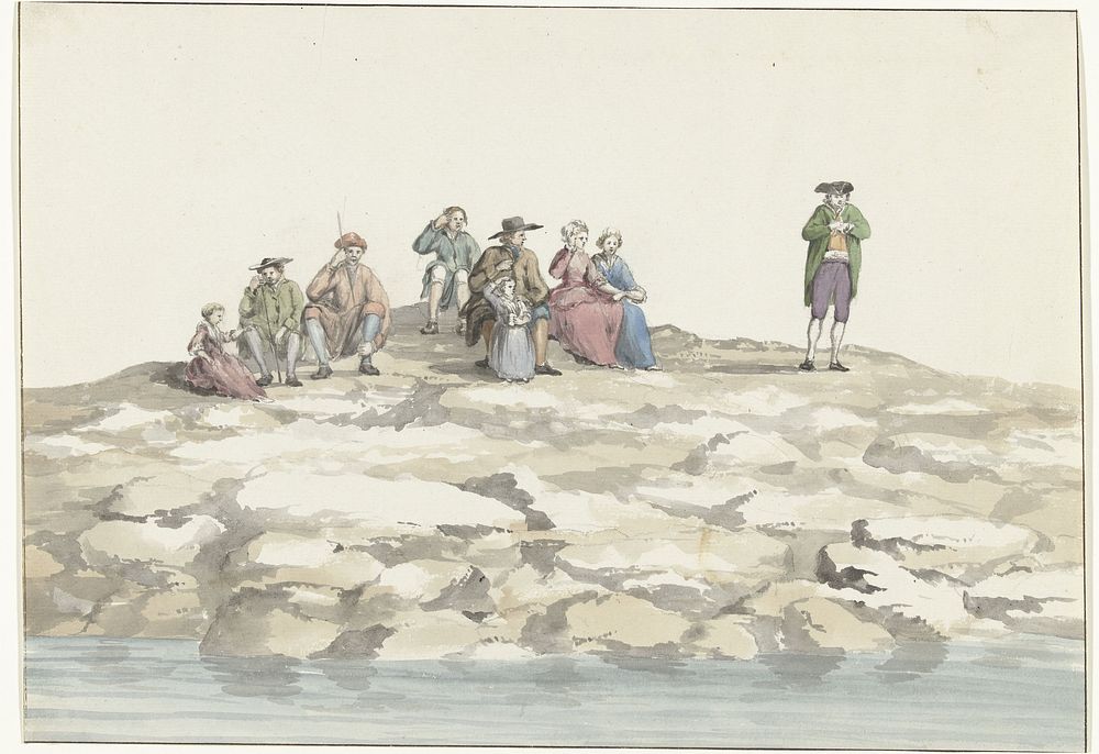 Toeschouwers bij het vertrek uit de haven van Luogo Vivo (1778) by Louis Ducros