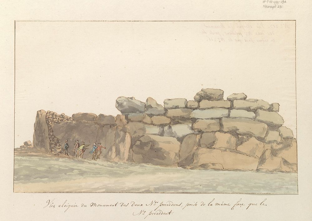Panorama met monument van Feniciërs of Carthagen op eiland Gozo (1778) by Louis Ducros